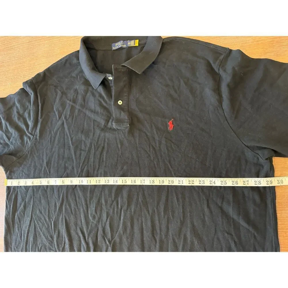 POLO RALPH LAUREN Black Polo Shirt Top Men 4XL XXXXL Preppy Casual